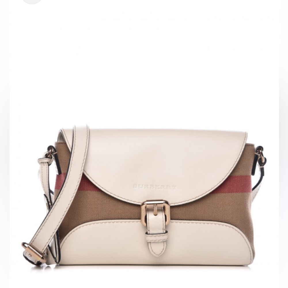Burberry Canvas House Check Small Henham Crossbody White